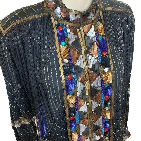 Art Deco Sequin Caftan Kimono Coat - Picture 15 of 16